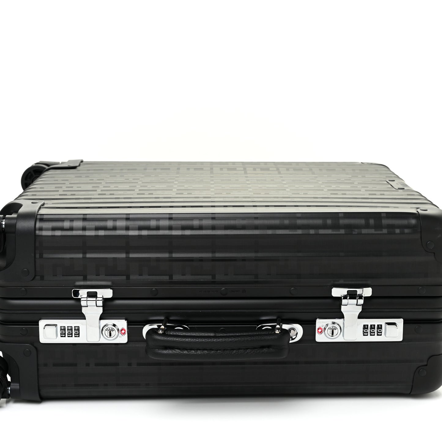 X RIMOWA Aluminum FF Print Roll Away Carry On Luggage Black