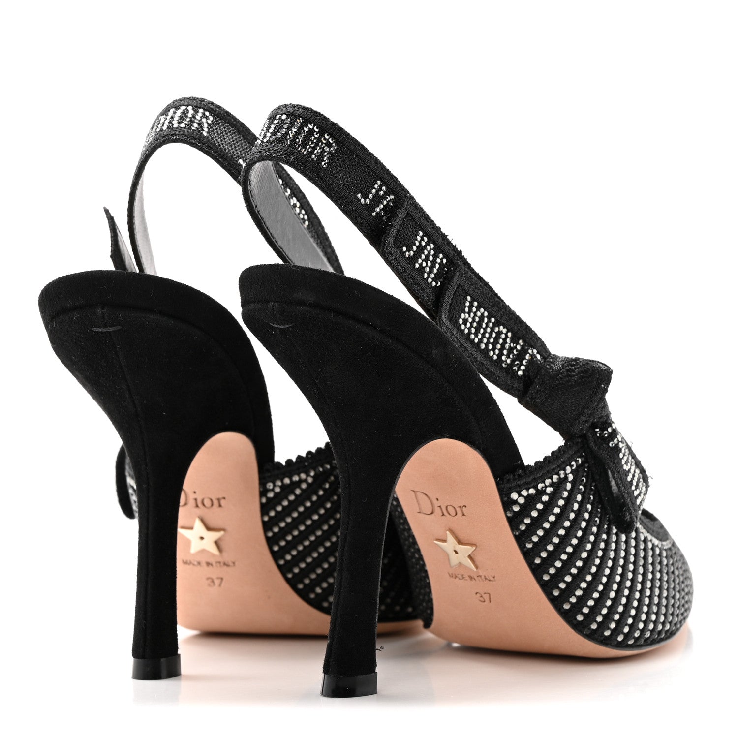 Christian Dior Cotton Laminated Strass J'Adior Slingback 100mm Pumps 37 Black 5 of 13