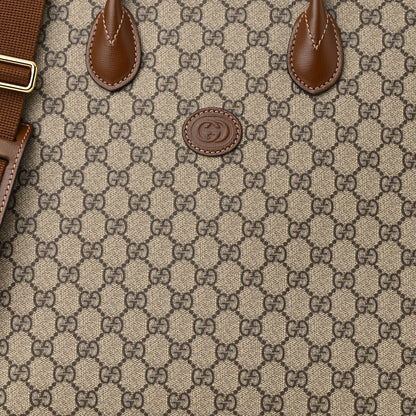 Gucci GG Supreme Monogram Azalea Calfskin Medium Retro Interlocking G Tote Bag Beige Ebony Brown Sugar 8 of 10