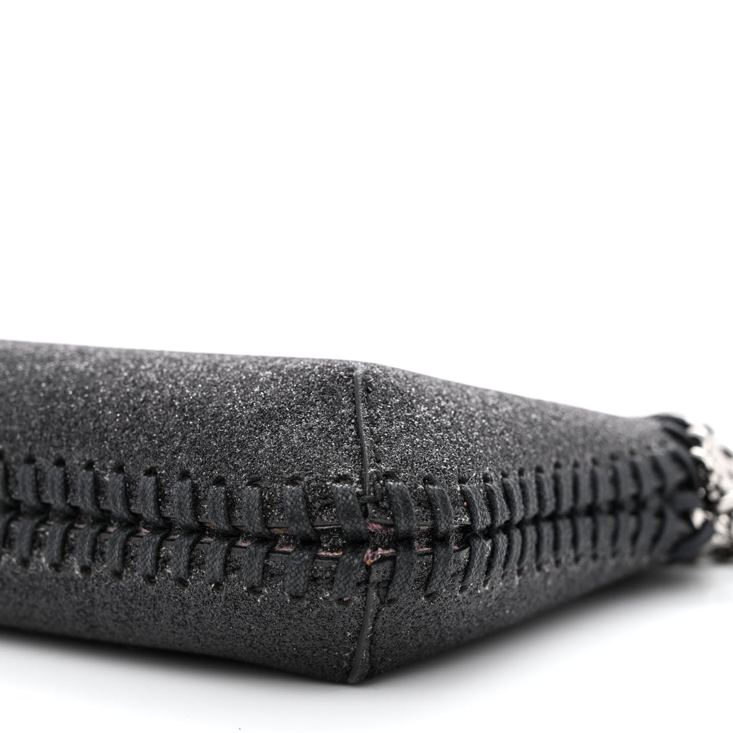 Metallic Glitter Mini Falabella Box Shoulder Bag Black