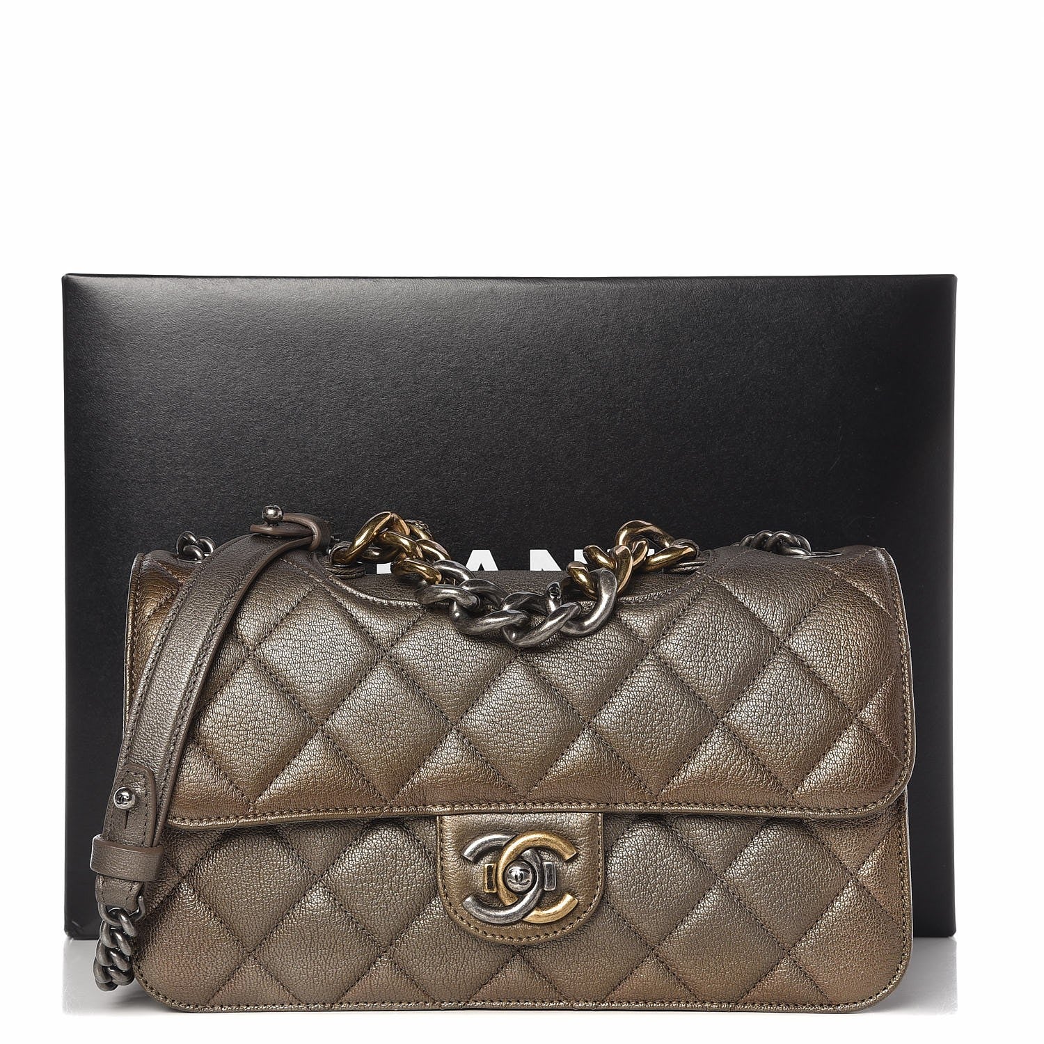 Chanel Metallic Goatskin Perfect Edge Medium Flap Gold Silver 8 of 8