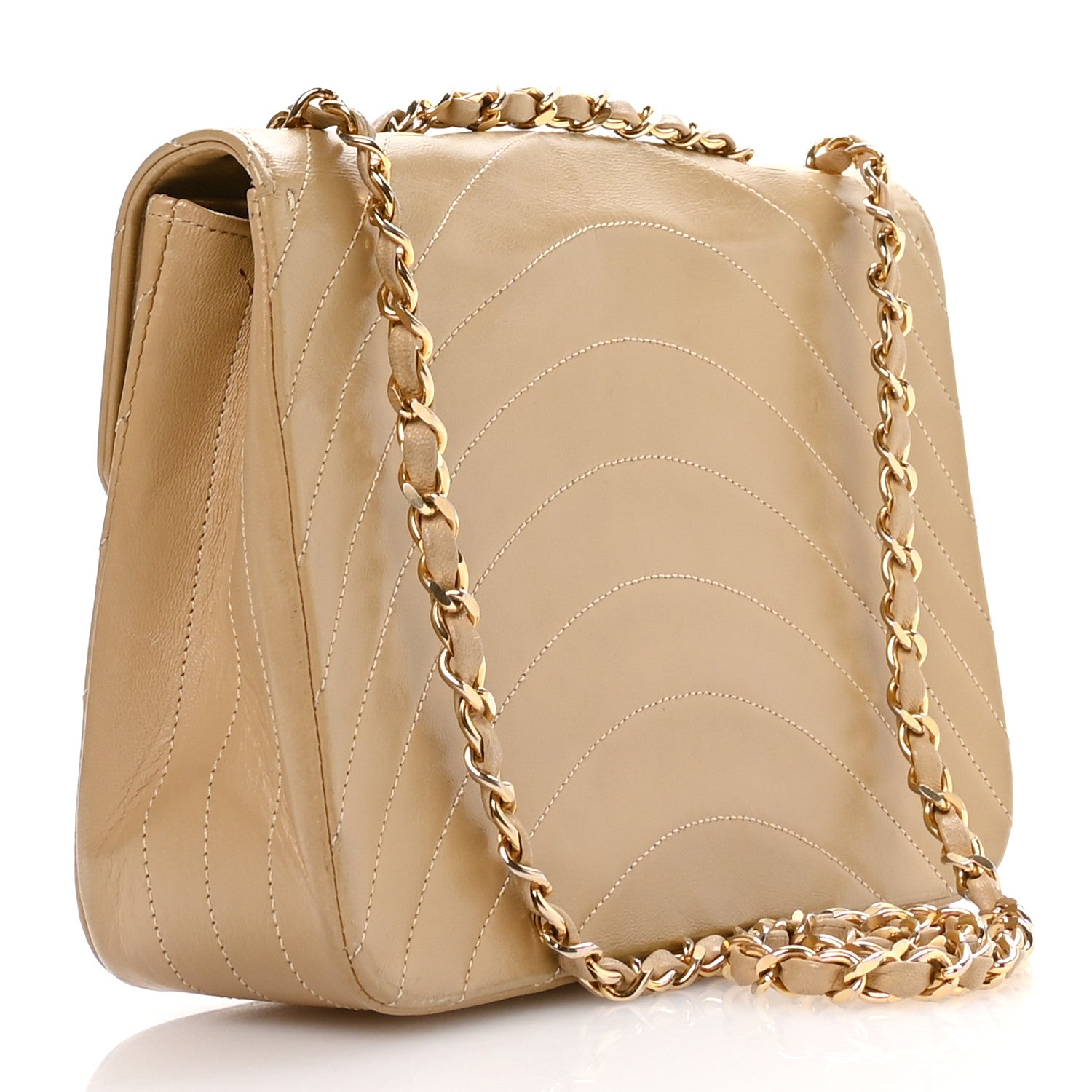 Chanel Lambskin Ribbon Stitched Flap Beige 3 of 11
