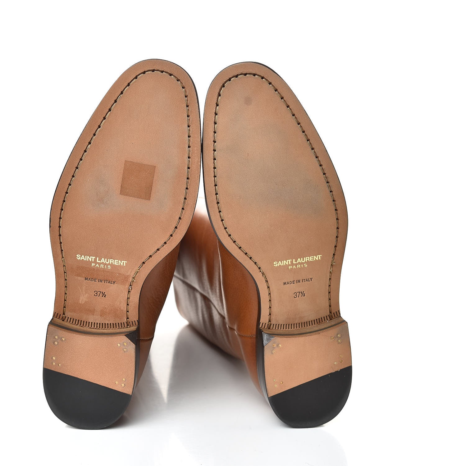 Saint Laurent Grained Calfskin Matt 25 Mid Calf Boots 37.5 Cuoio 5 of 10