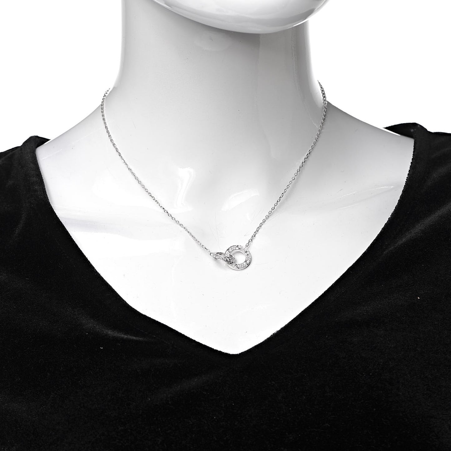 18K White Gold Diamond Interlocking LOVE Paved Necklace