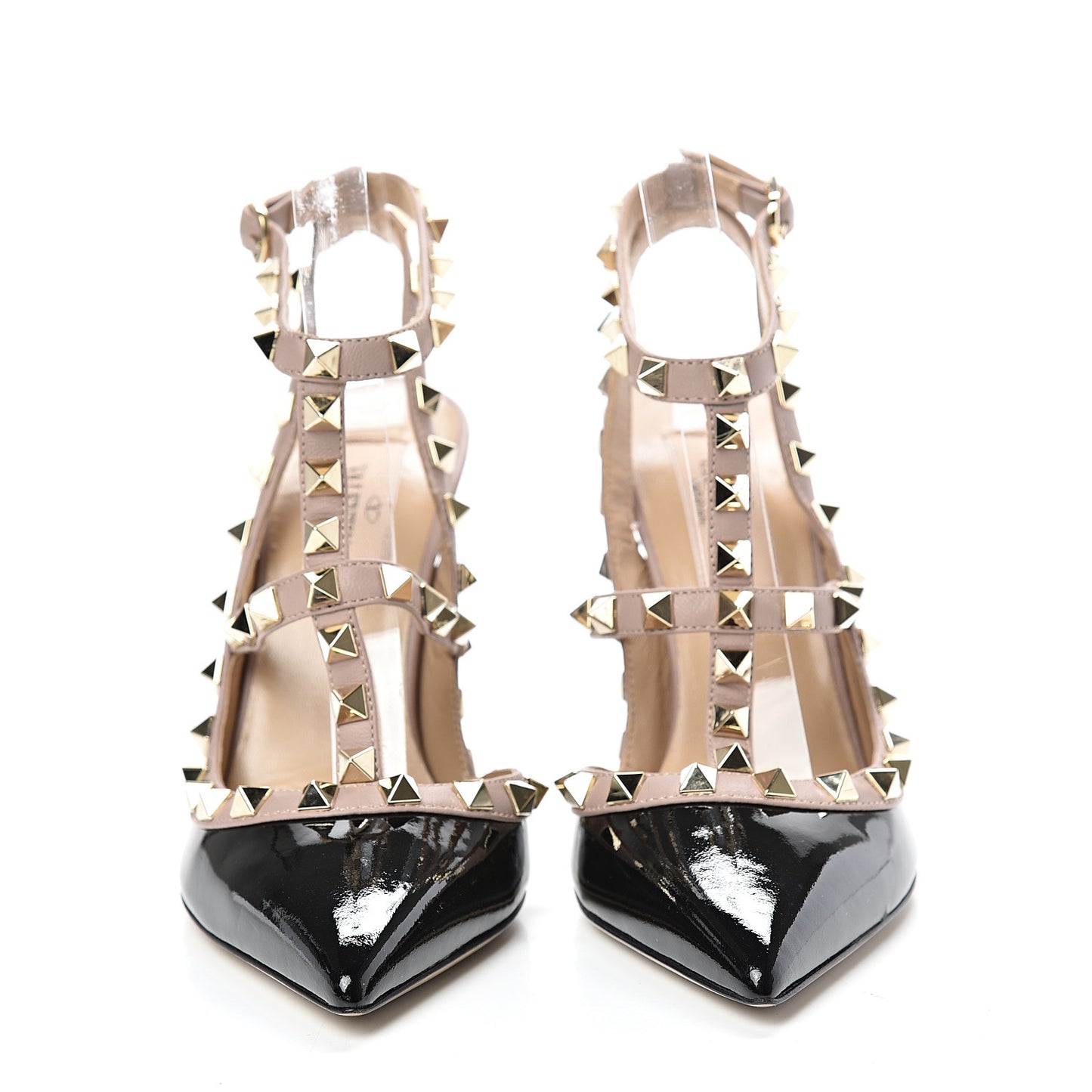Patent Nappa Rockstud Ankle Strap 100mm Pumps 35.5 Black Poudre