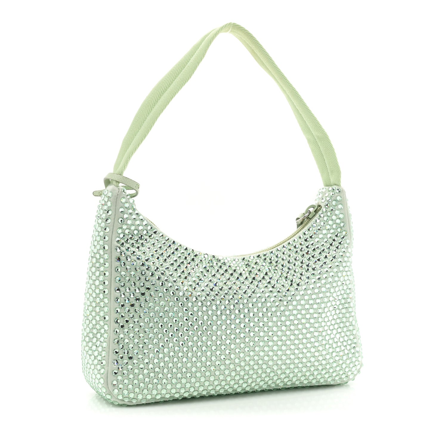 Satin Crystal Mini Re-Edition 2000 Bag Acqua