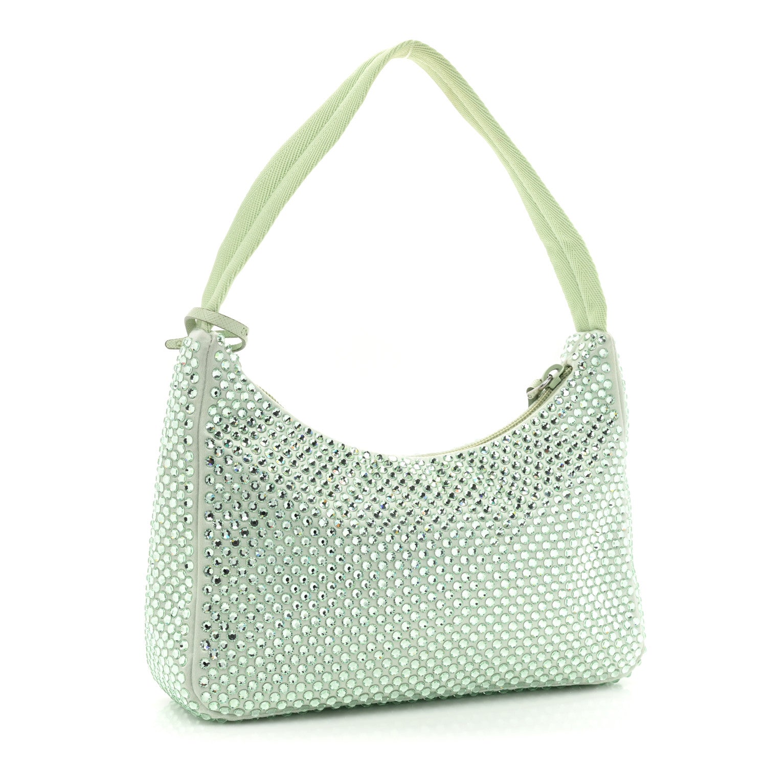 Prada Satin Crystal Mini Re-Edition 2000 Bag Acqua 3 of 8