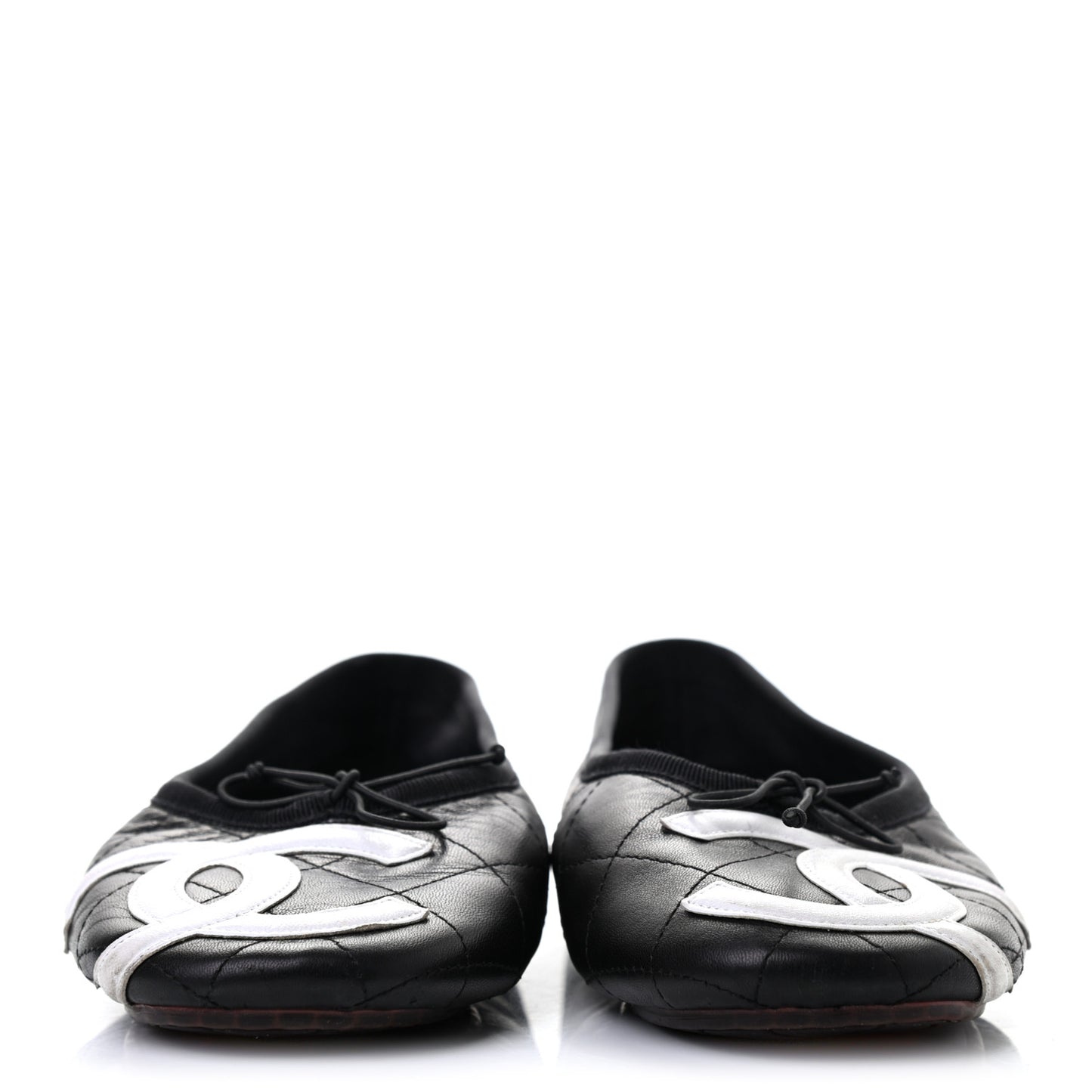 Lambskin Quilted Cambon Ballerina Flats 38 Black