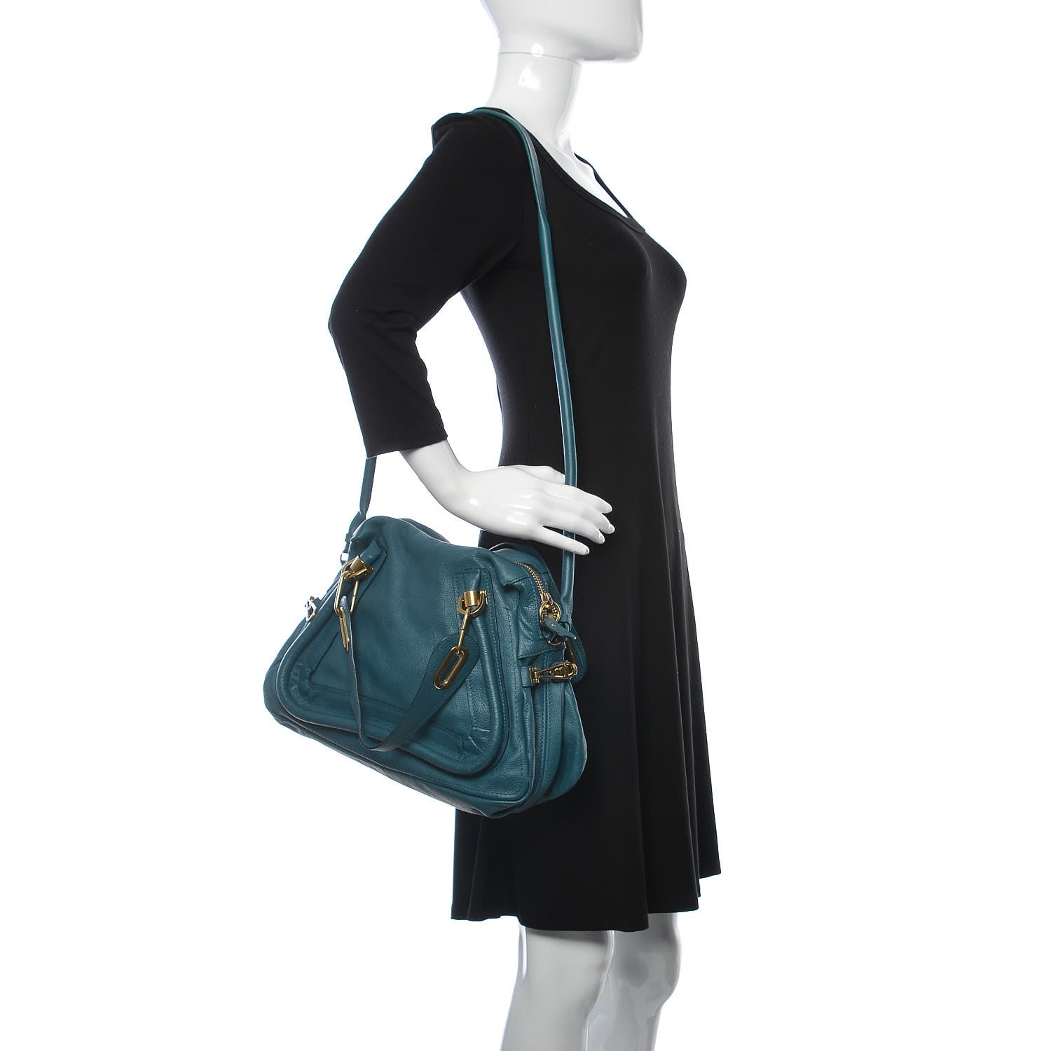 Chloe Calfskin Medium Paraty Peacock Blue 2 of 17