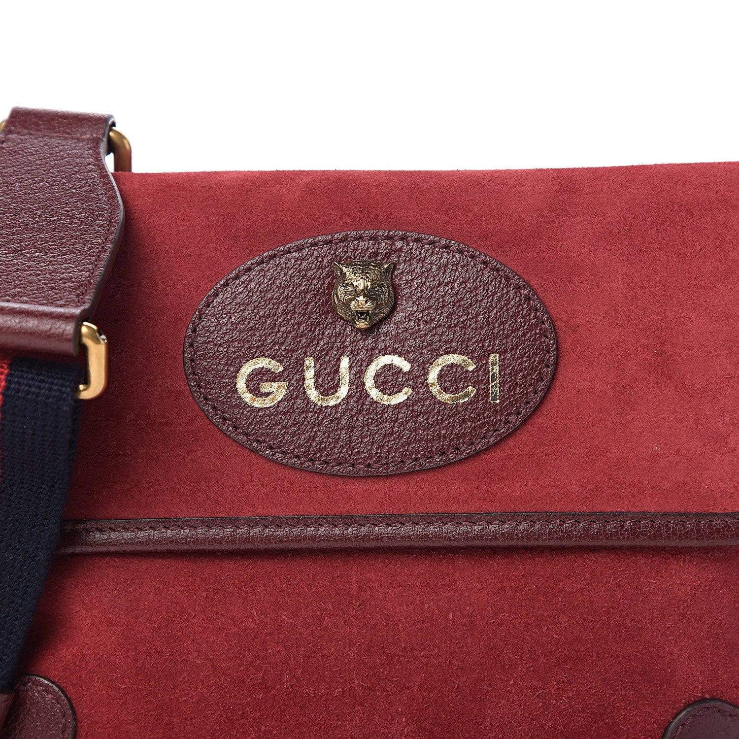 Gucci Suede Neo Vintage Web Small Messenger Bag Red 9 of 9