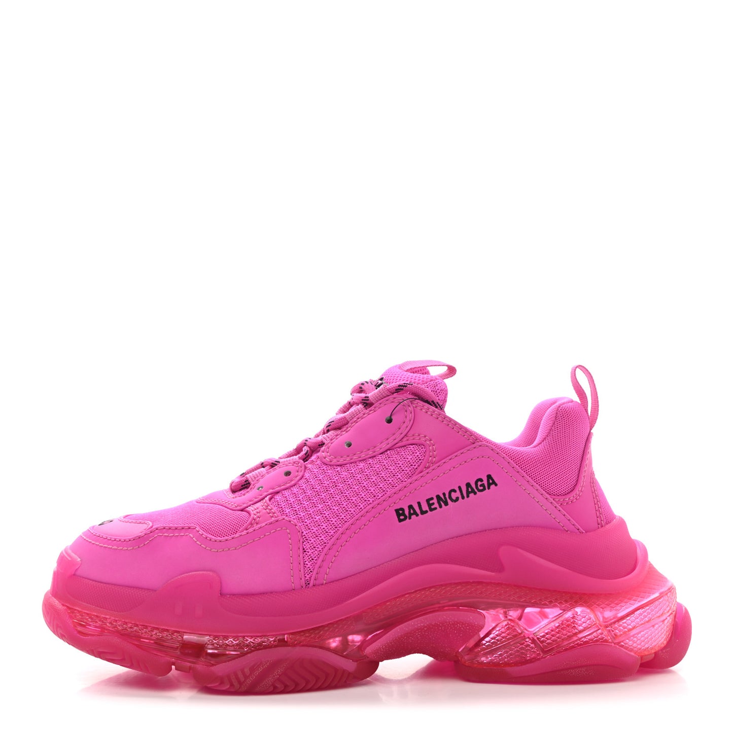 Fabric Mesh Clear Sole Fluo Womens Triple S Sneakers 40 Pink