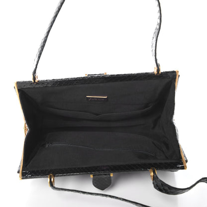 Judith Leiber Glazed Snakeskin Frame Evening Bag Black 5 of 9