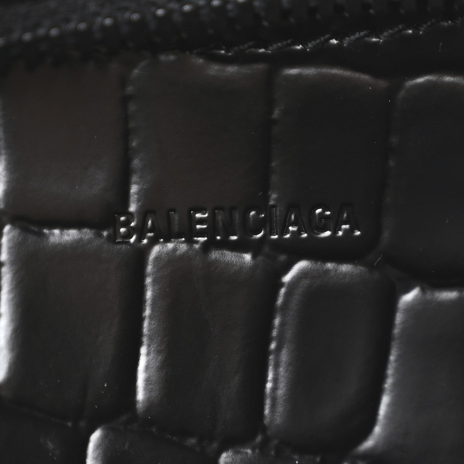 Balenciaga Semi Shiny Calfskin Crocodile Embossed Neo Classic Black Hardware Mini City Black 6 of 12
