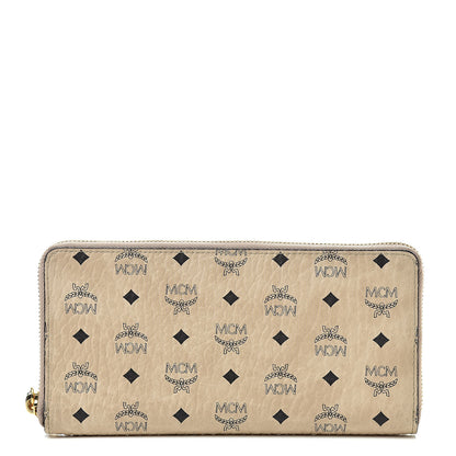 MCM Visetos Large Zip Around Wallet Beige 1 of 9