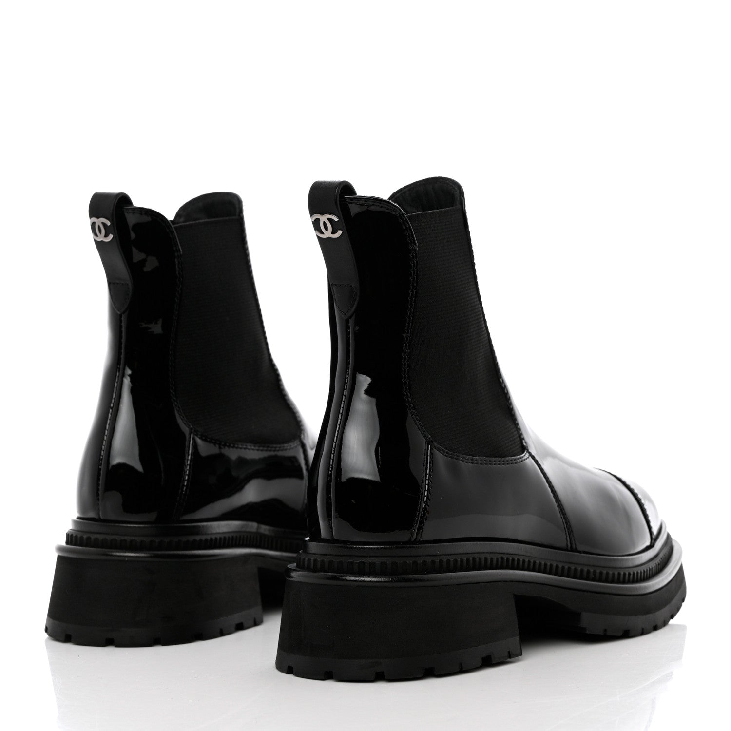 Chanel Patent Calfskin Cap Toe Ankle Boots 36.5 Black 4 of 8