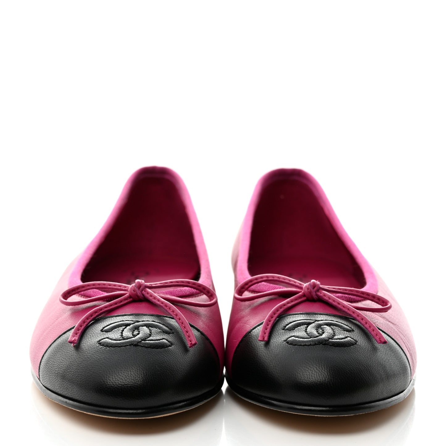 Lambskin Cap Toe CC Ballerina Flats 36.5 Fuchsia Black