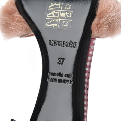 Hermes Mink Fur Oasis Sandals 37 Granit Pink 7 of 10