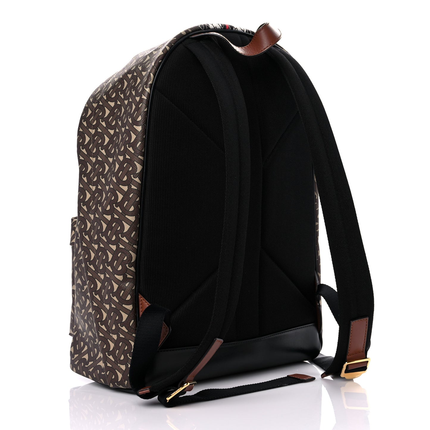 E-Canvas Monogram Stripe Backpack Bridle Brown