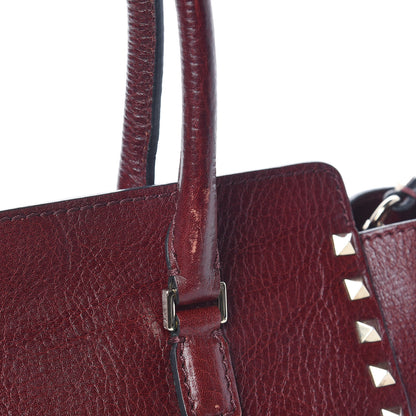 Valentino Garavani Textured Calfskin Rockstud Double Handle Tote Wine 9 of 12