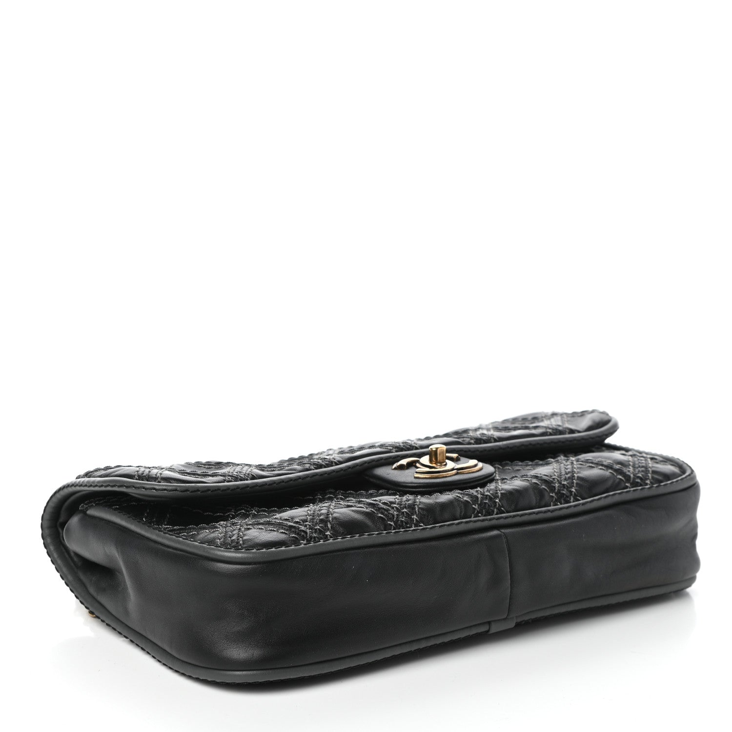 Chanel Calfskin Stitch Triptych Flap Black 4 of 10