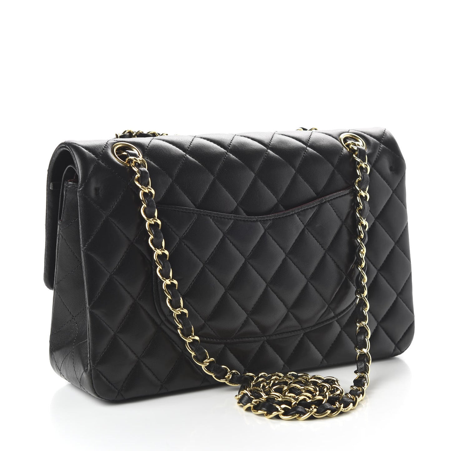 Lambskin Quilted Medium Double Flap Black