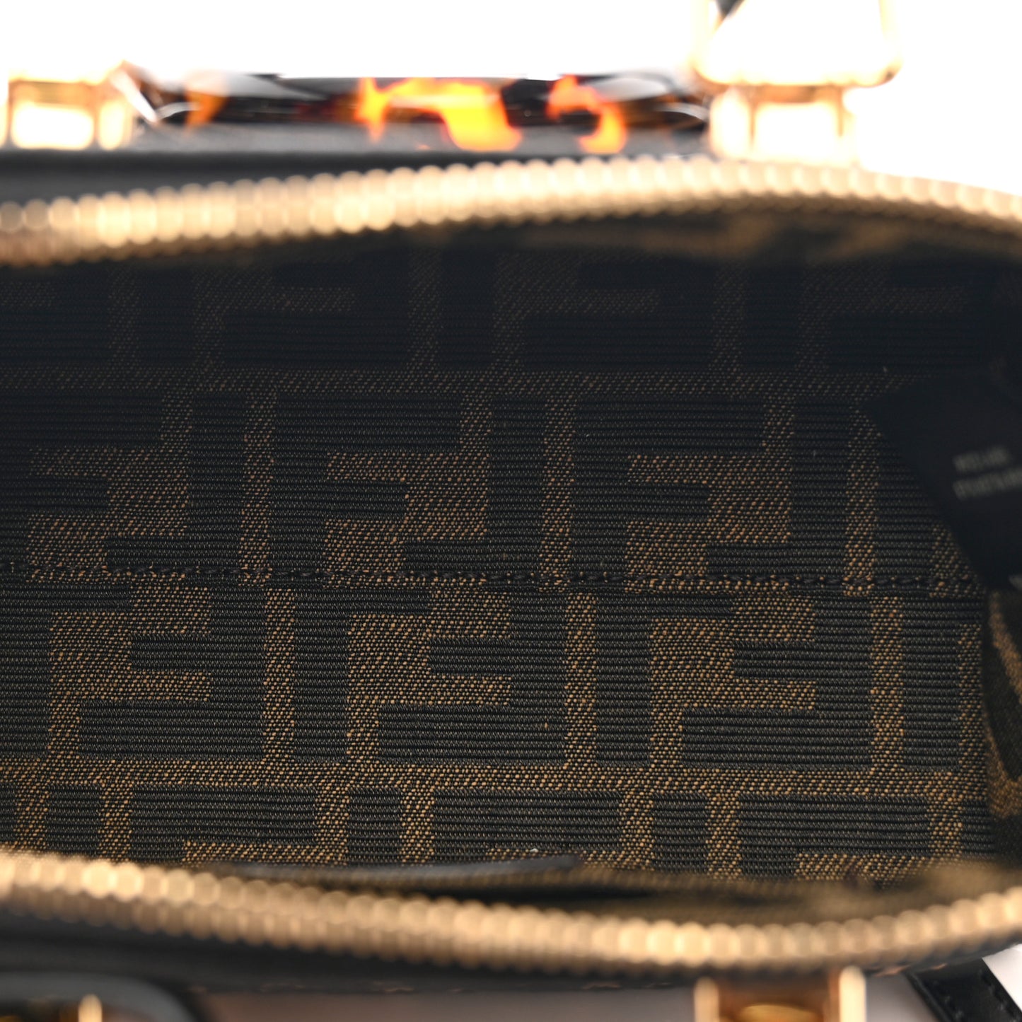 Raffia Chenille Vitello King Plexiglass Micro FF Mini By The Way Top Handle Boston Bag Naturale Black