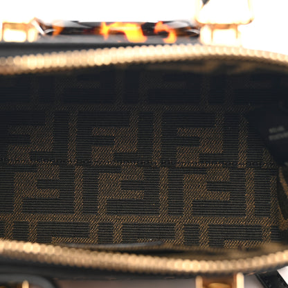 Fendi Raffia Chenille Vitello King Plexiglass Micro FF Mini By The Way Top Handle Boston Bag Naturale Black 5 of 9