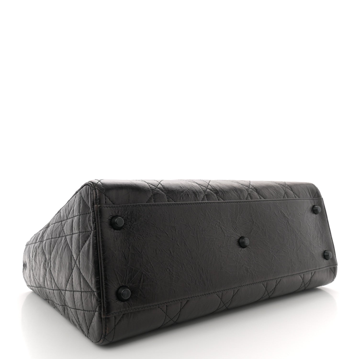 Christian Dior ブラックレザー バッグ Christian Dior Crinkled Calfskin Large Lady D-Sire Tote Black