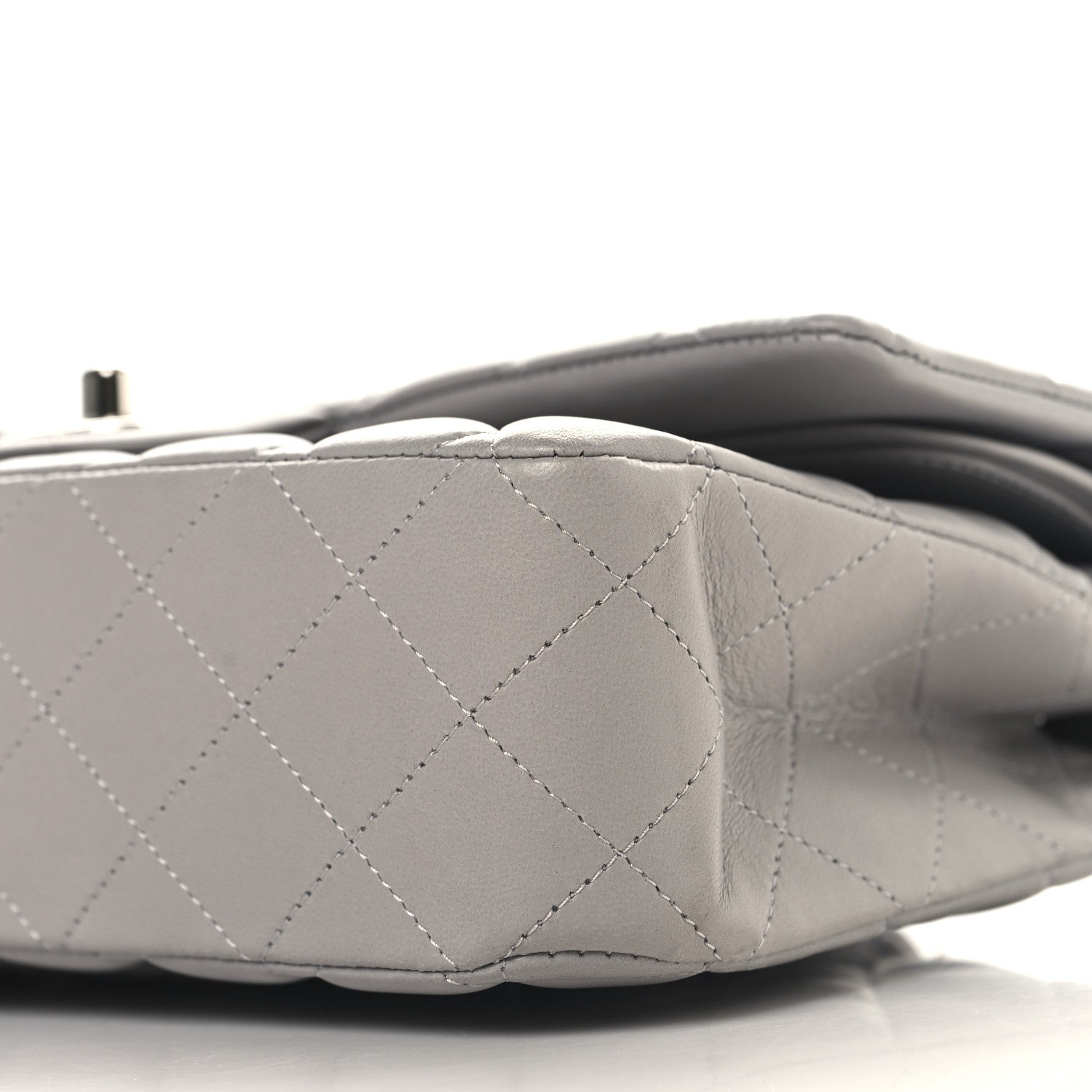 Chanel Lambskin Quilted Medium Double Flap Grey 10 of 12