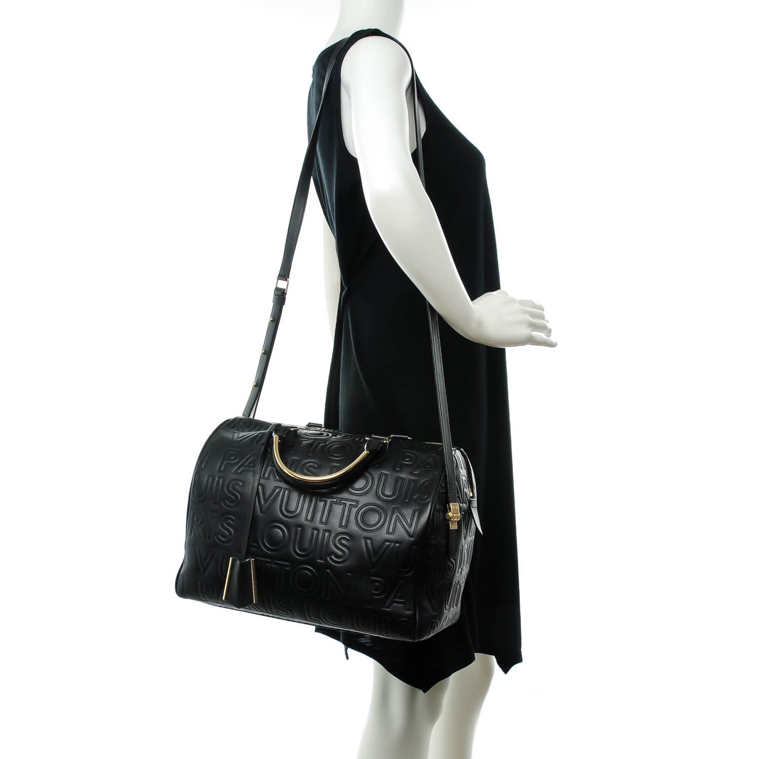 Louis Vuitton Calfskin Embossed Speedy Cube 30 Black 2 of 9