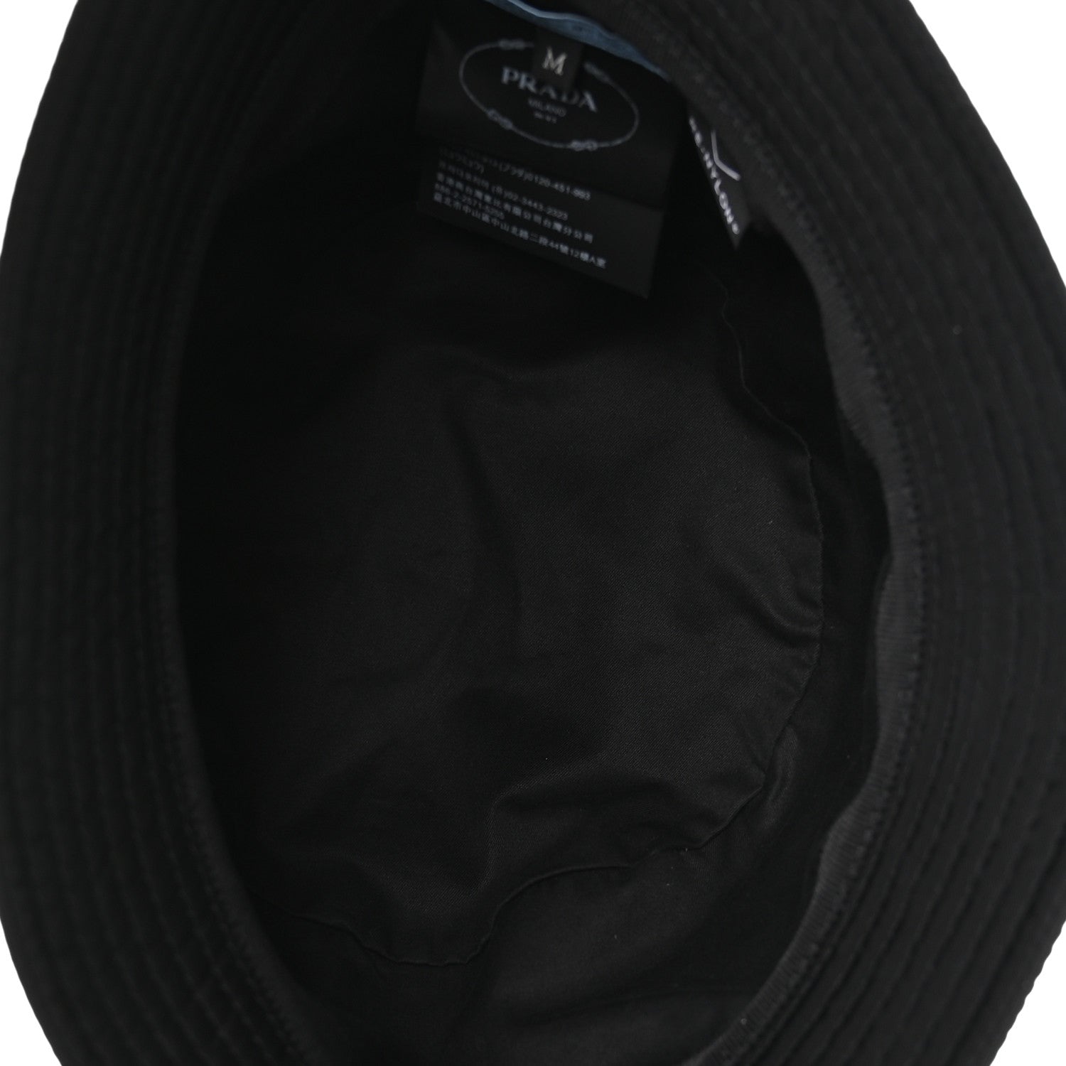 Prada Re-Nylon Metal Triangle Logo Womens Bucket Hat M Black 7 of 8
