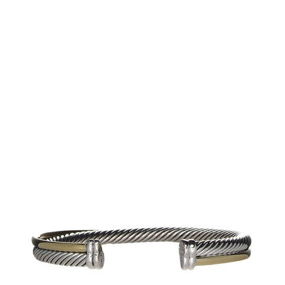 David Yurman Sterling Silver 18K Yellow Gold 5mm Crossover Cuff 3 of 5