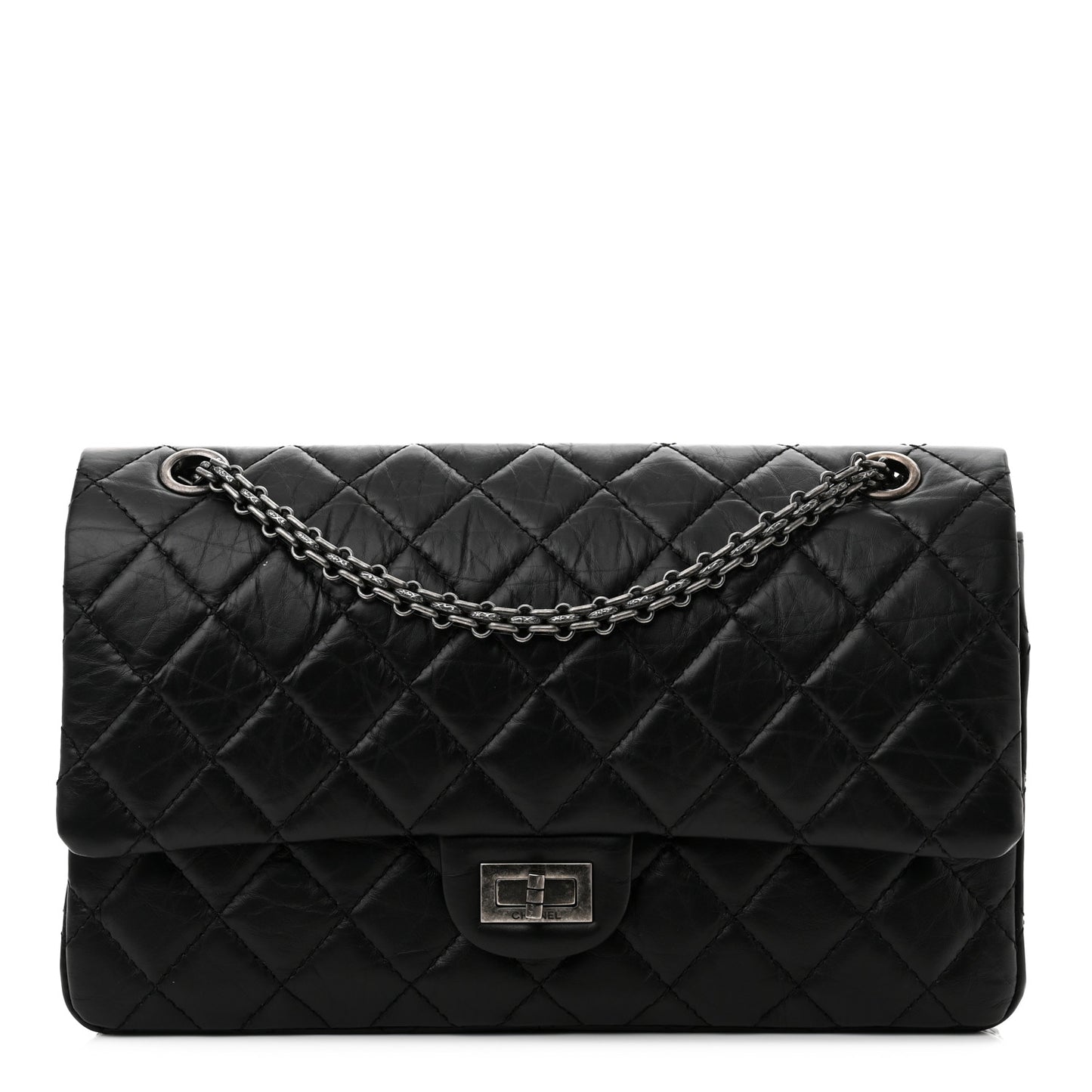 Aged Calfskin Quilted 2.55 Reissue 226 Flap Black
