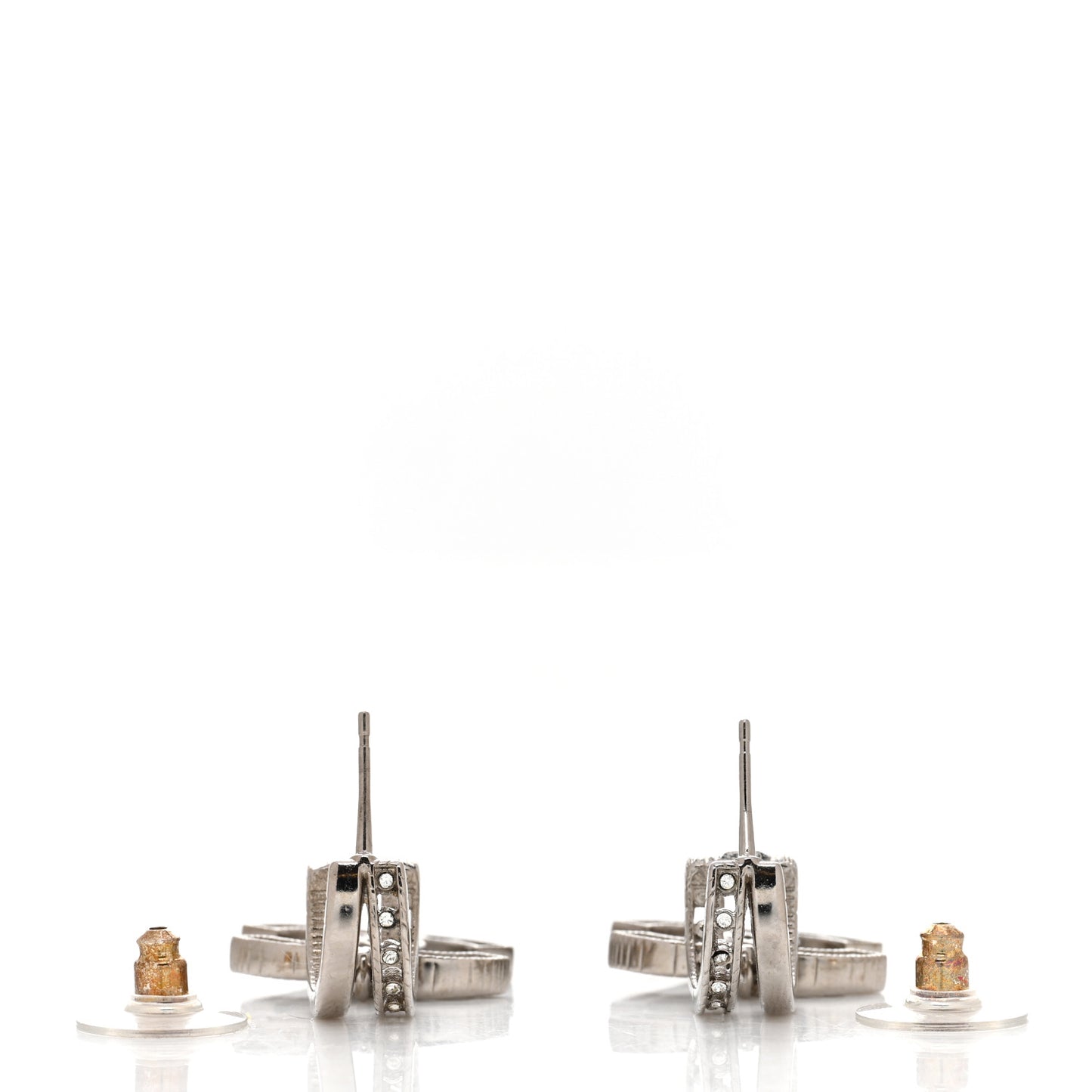 Crystal CC Drop Earrings Silver