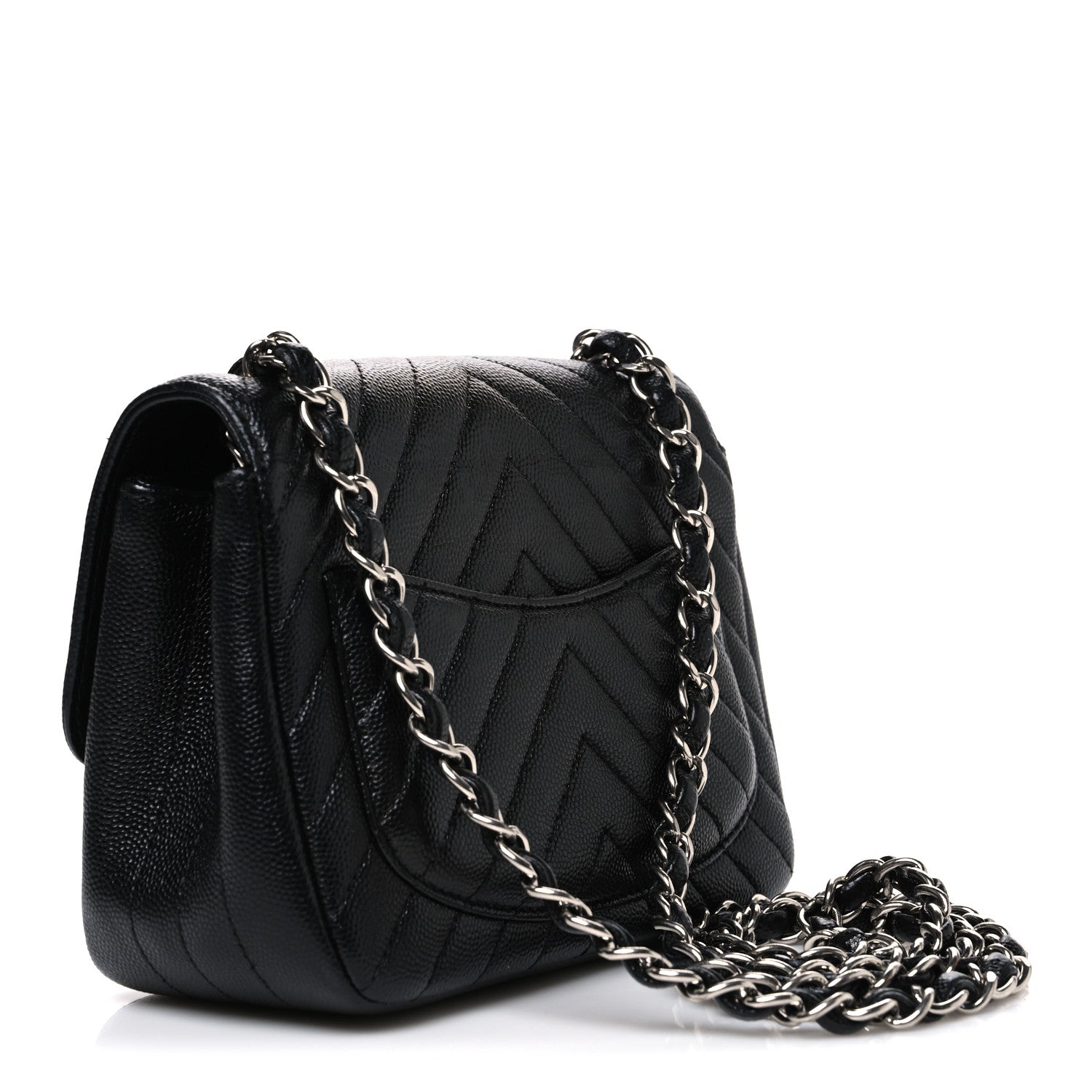 Chanel Caviar Chevron Quilted Mini Square Flap Black 3 of 10