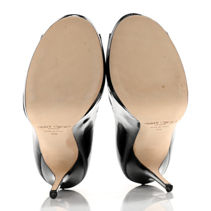Jimmy Choo Patent Calfskin Gesture Peep Toe Pumps 38 Black 4 of 9