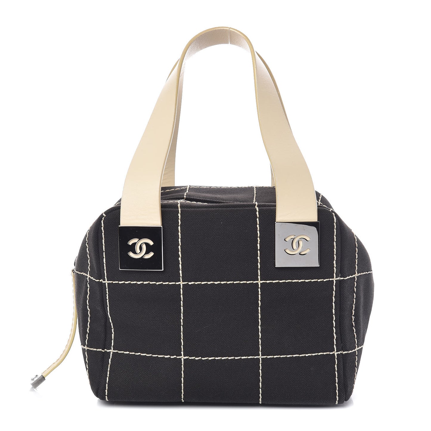 Canvas Square Stitched CC Tote Bag Black
