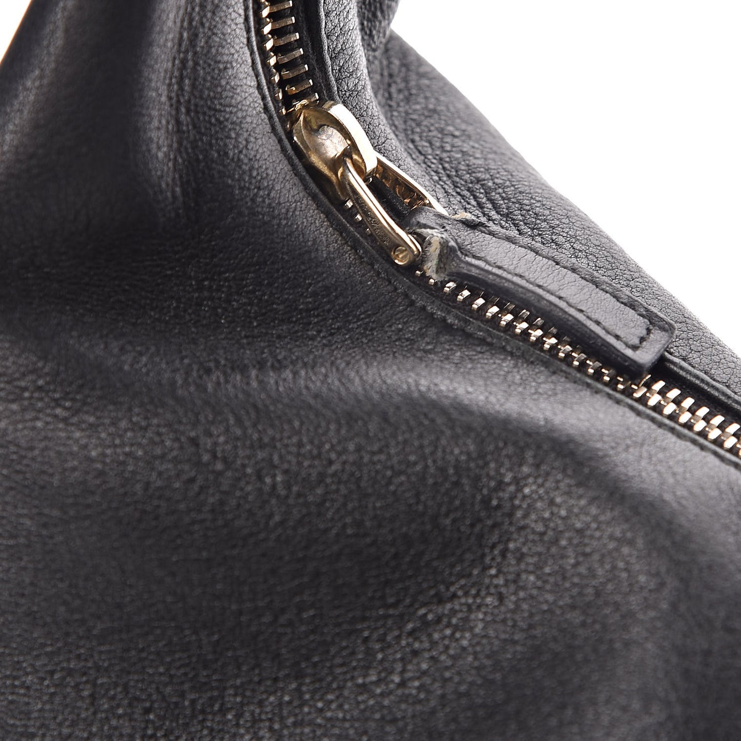 Calfskin Medium Horsebit Chain Hobo Black
