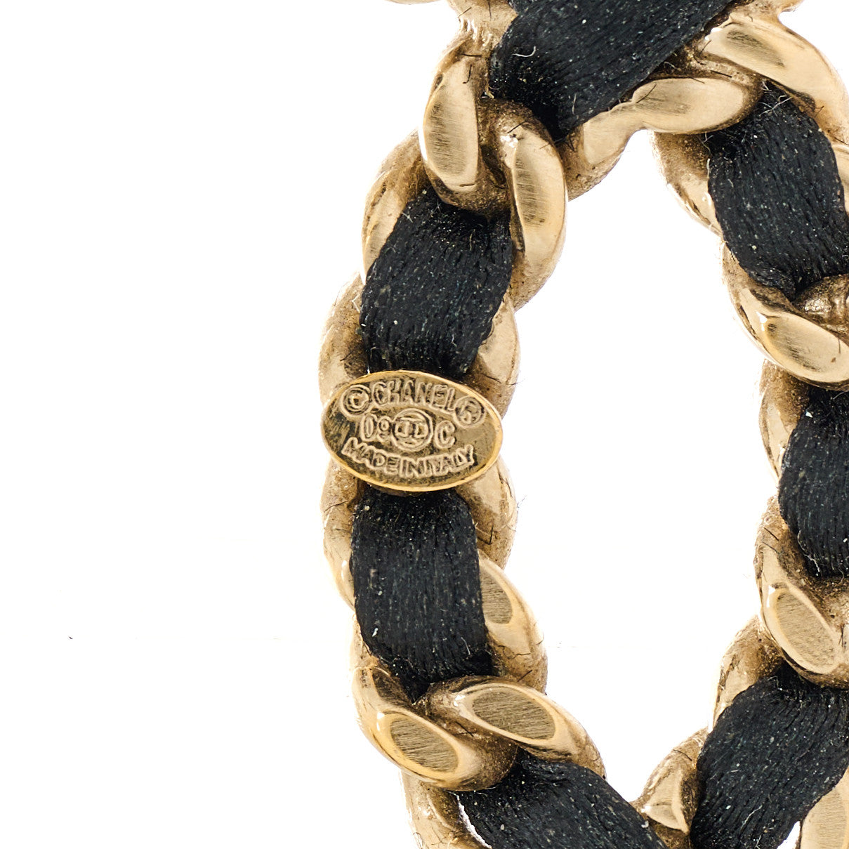 Lambskin CC Chain Drop Earrings Black Gold