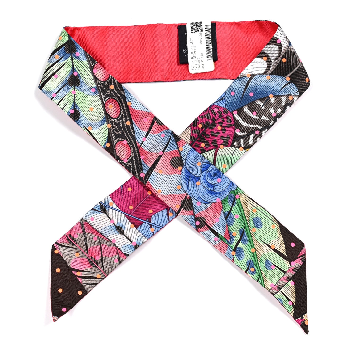 Hermes Silk Animapolis Plumetis Twilly Rose 1 of 3
