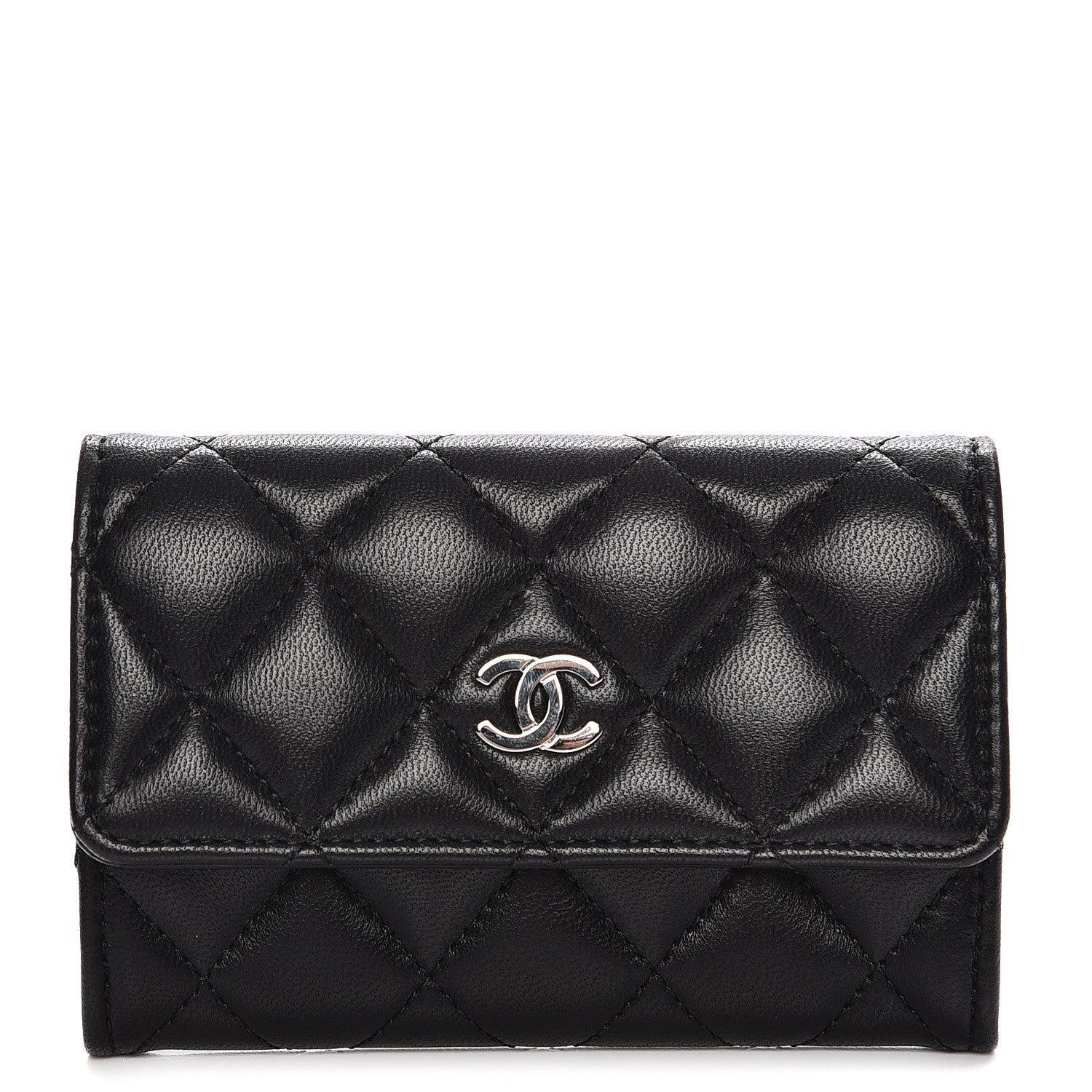 Chanel Lambskin Quilted Flap Card Holder Black 1 of 8