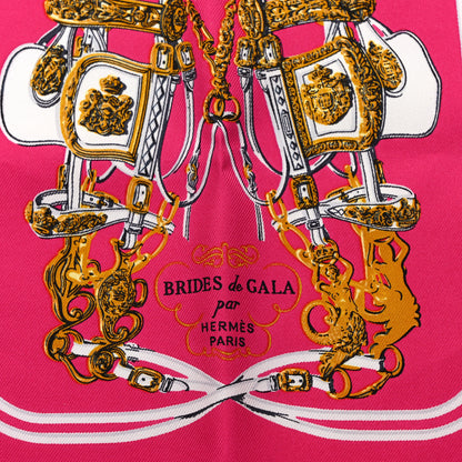 Hermes Silk Brides De Gala Nano Scarf 20 White Rose Fuchsia Or 2 of 4