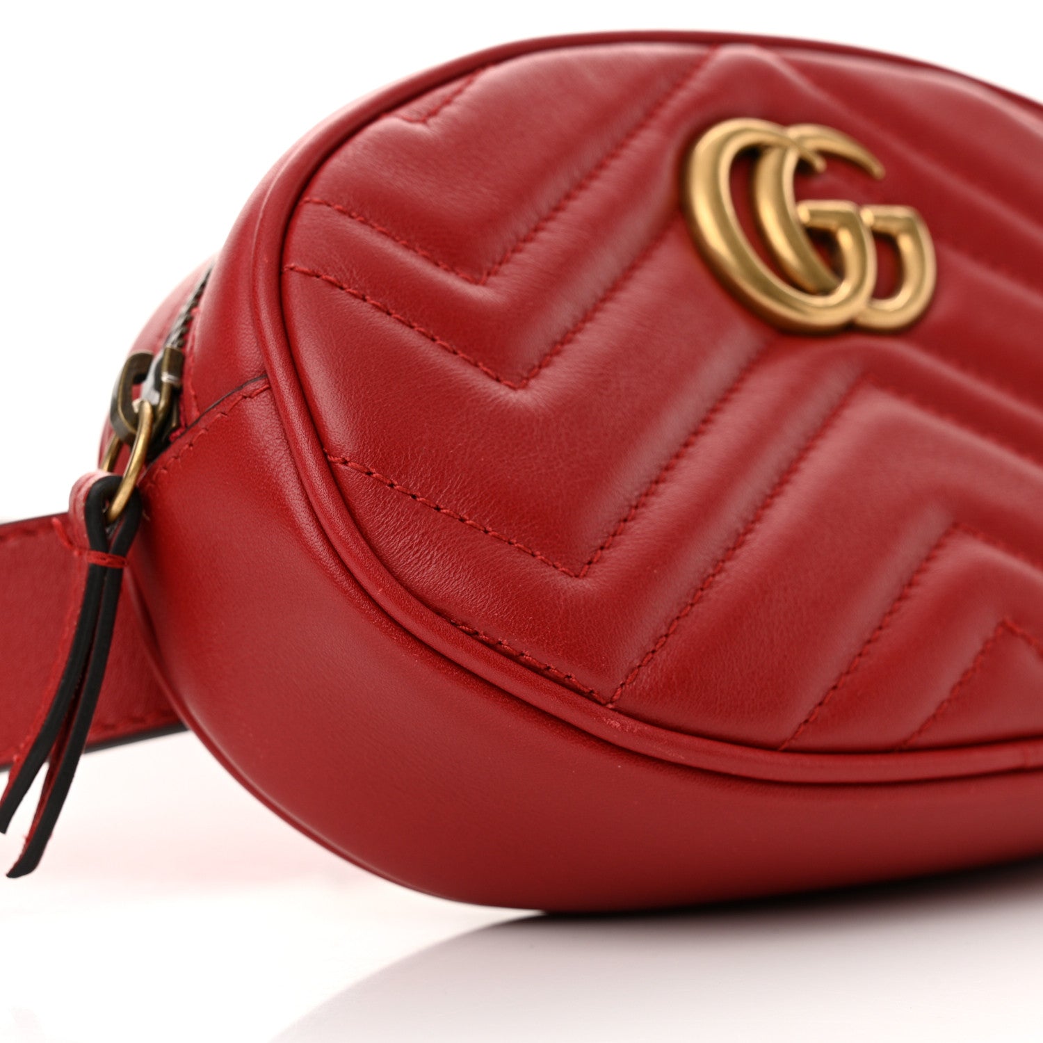 Gucci Calfskin Matelasse GG Marmont Belt Bag 75 30 Hibiscus Red 9 of 12
