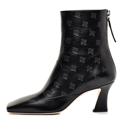 Fendi Vitello Karligraphy Embossed FFreedom Ankle Boots 37 Black 1 of 8