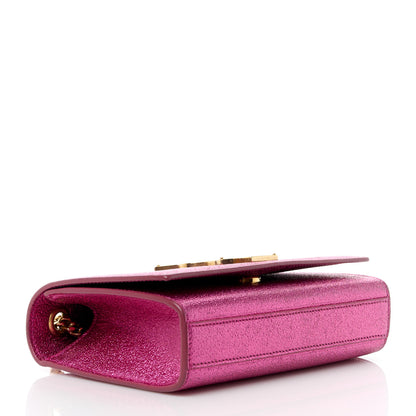 Saint Laurent Metallic Calfskin Small Classic Monogram Kate Satchel Fuchsia 4 of 10