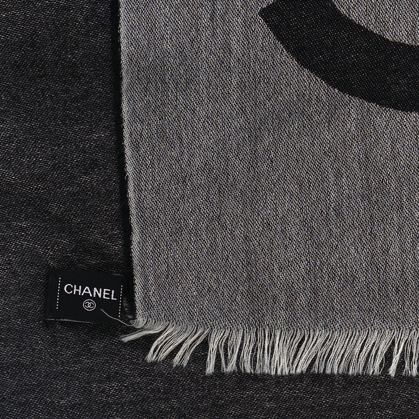 Cashmere CC Logo Stole Navy Grey
