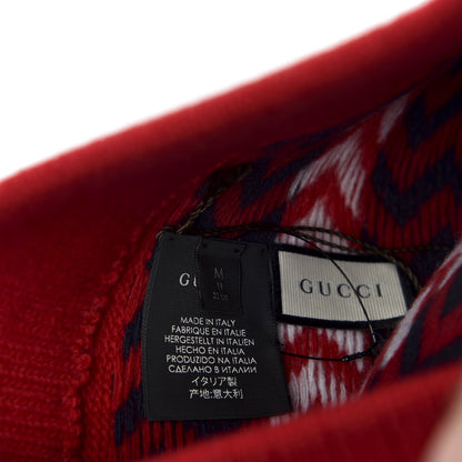 Gucci Wool Tricot Zaggede Beanie Hat M Red Blue 4 of 4