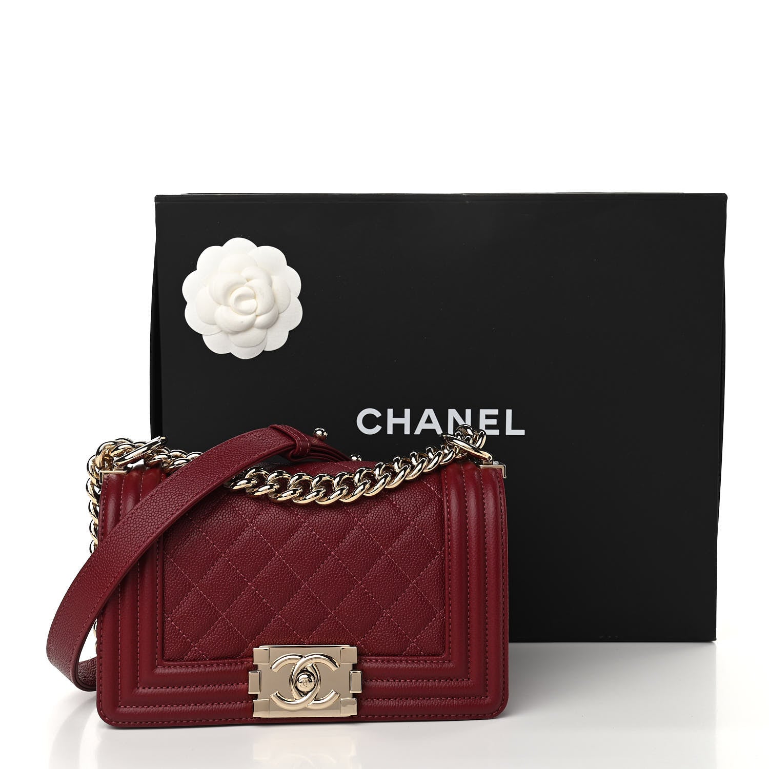 Chanel Caviar Quilted Small Boy Flap Burgundy 11 of 11