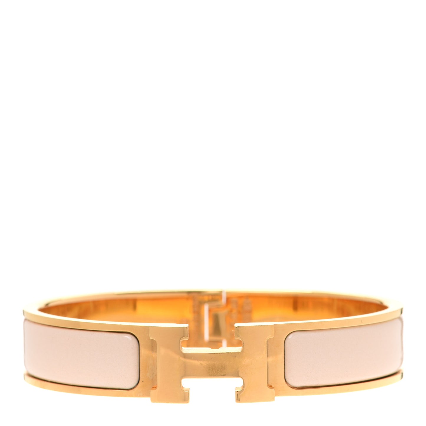 Enamel Narrow Clic Clac H Bracelet PM Beige Nacre