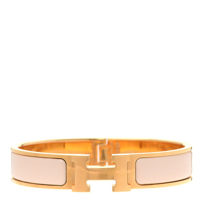Hermes Enamel Narrow Clic Clac H Bracelet PM Beige Nacre 1 of 6